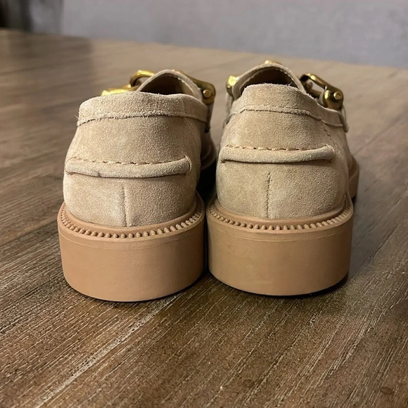 STEVE MADDEN Tan Suede Karmine Chunky Slip On Leather Loafer w Chain 5.5 - Picture 5 of 8